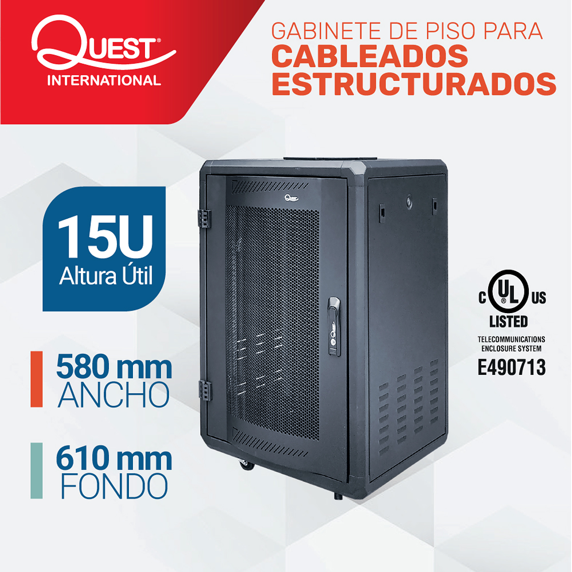 Gabinetes de Piso 15U | Ancho: 580 mm • Fondo: 610 mm 1