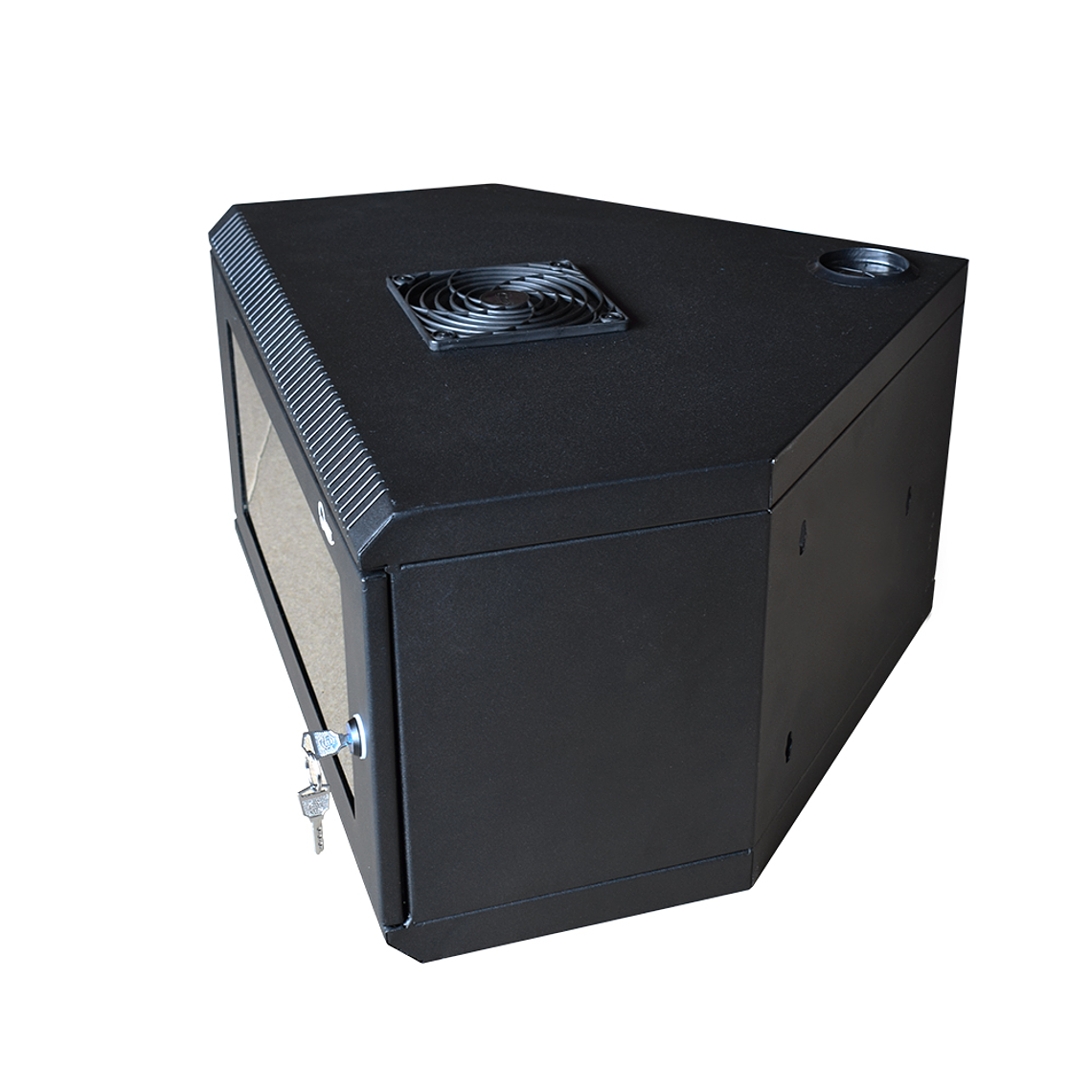 Gabinete Rack de Pared Compacto Triangular de 5U con Puerta en vidrio • Color: Negro  5