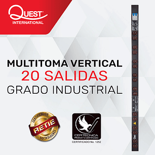 Multitoma Vertical de 20 entradas NEMA 5-15R Grado Industrial