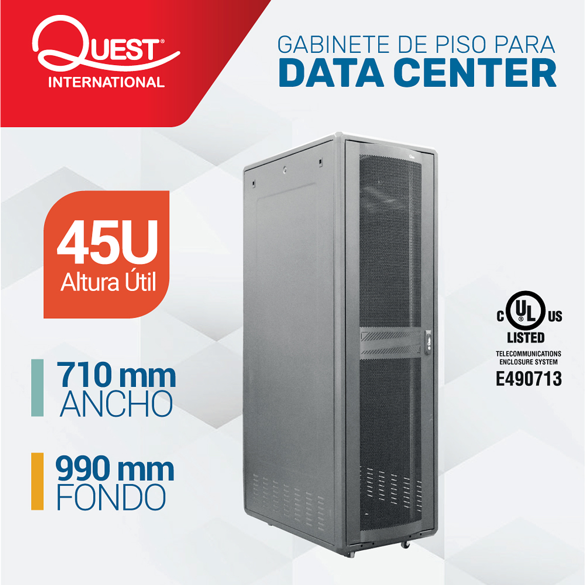 Gabinete Rack de Piso 45U | Ancho: 710 mm • Fondo: 990 mm 1