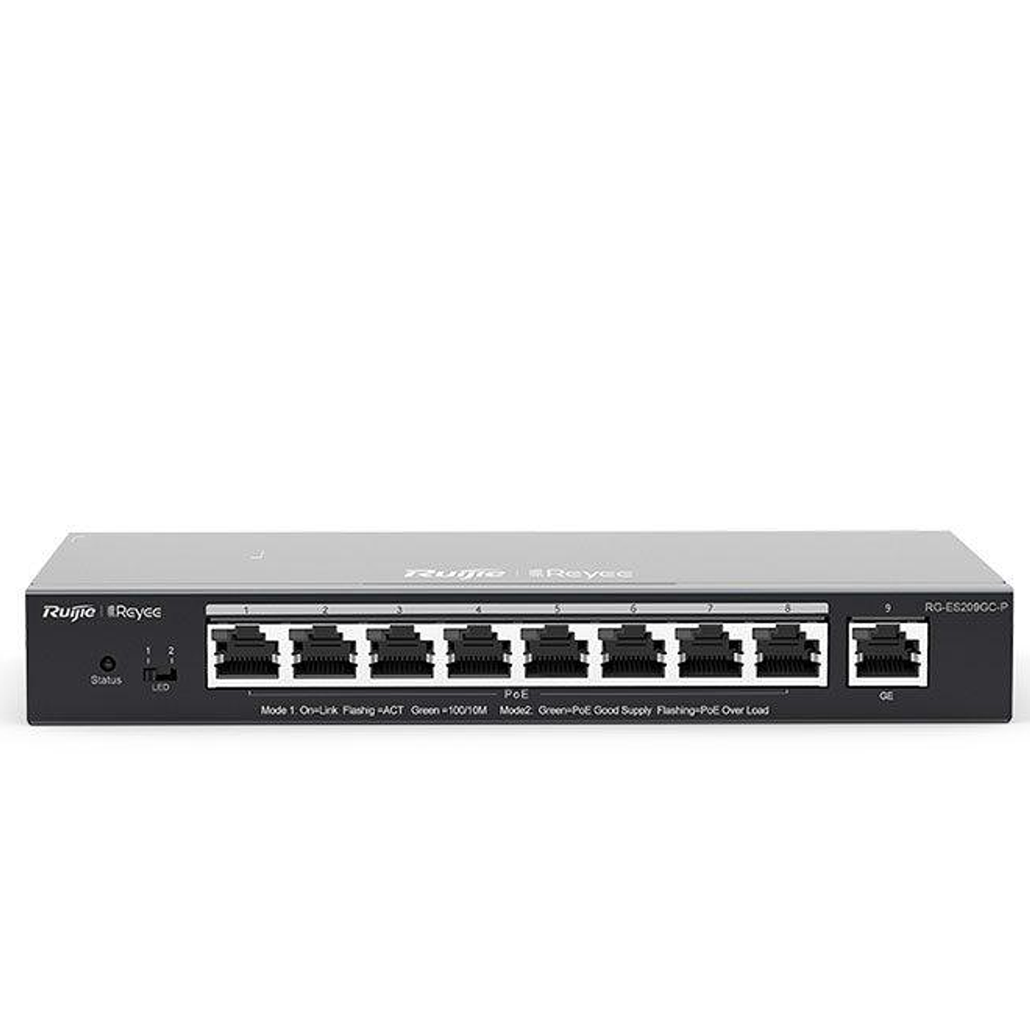 Switch de 8 puertos (PoE/PoE+) 10/100/1000 + 1 puerto 10/100/1000 Base T 2