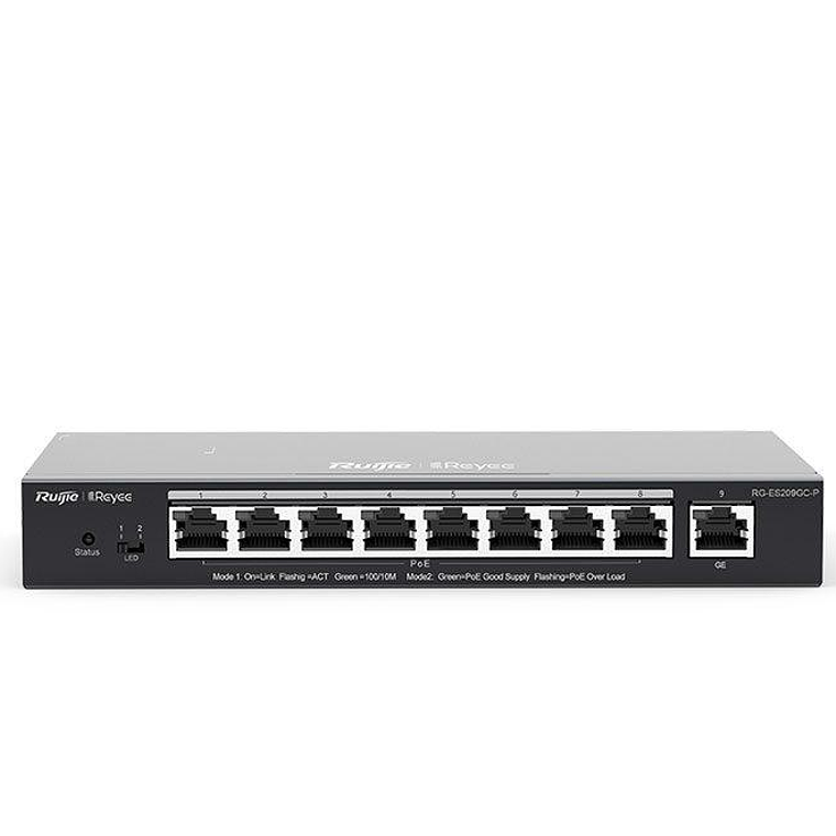 Switch de 8 puertos (PoE/PoE+) 10/100/1000 + 1 puerto 10/100/1000 Base T 2