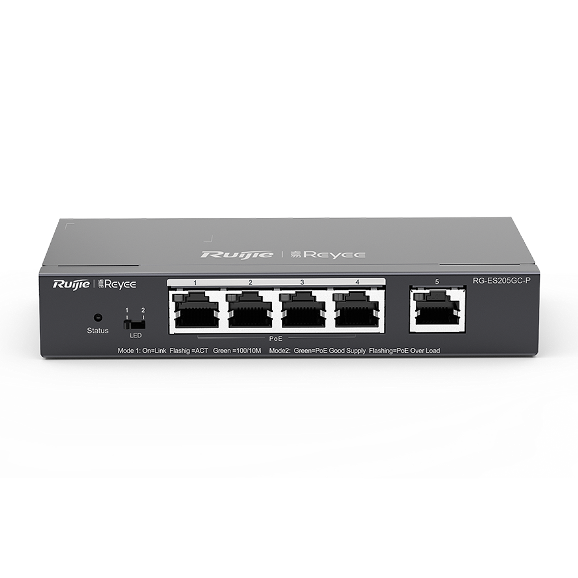 Switch de 4 puertos (PoE/PoE+) 10/100/1000 + 1 puerto 10/100/1000 Base T 2