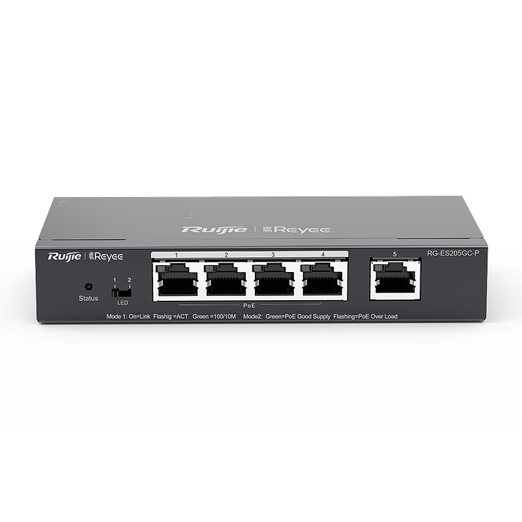 Switch de 4 puertos (PoE/PoE+) 10/100/1000 + 1 puerto 10/100/1000 Base T 2