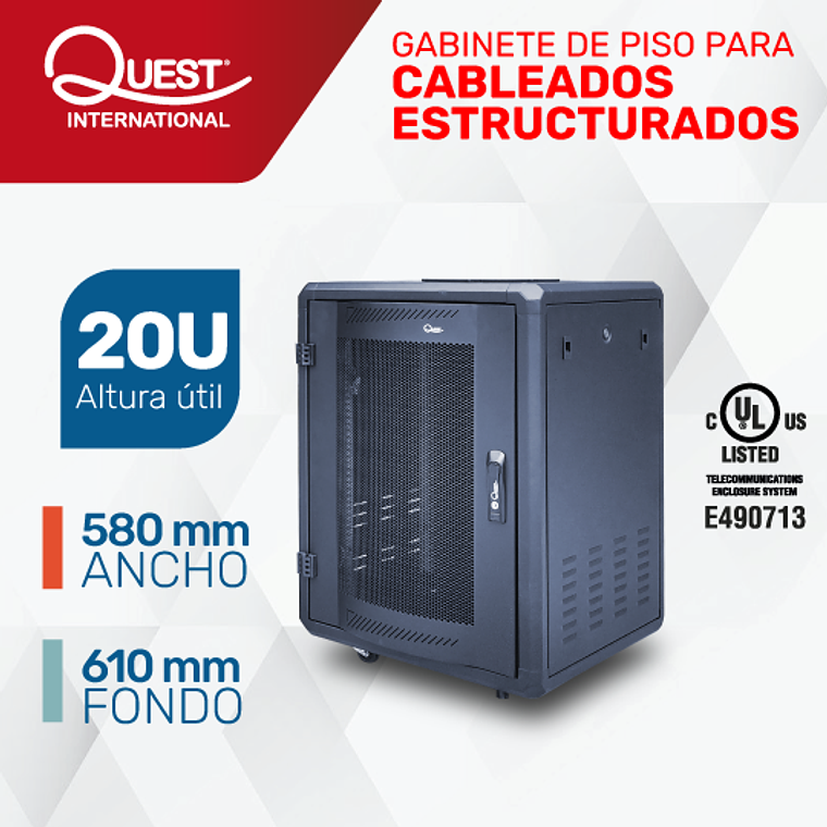 Gabinete Rack de Piso 20U | Ancho: 580 mm • Fondo: 610 mm 1