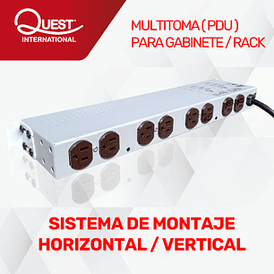 Multitoma Horizontal  de 10 entradas NEMA 5-15R con Polo a tierra