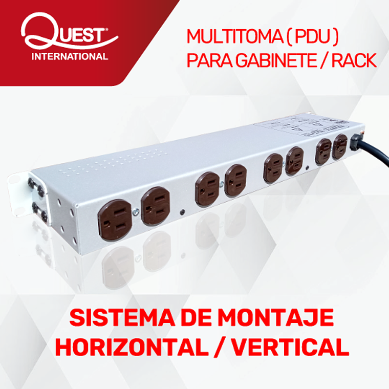 Multitoma Horizontal  de 10 entradas NEMA 5-15R con Polo a tierra 1