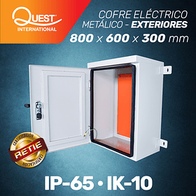 Cofre Eléctrico Metálico 800 x 600 x 300 Uso Exterior 