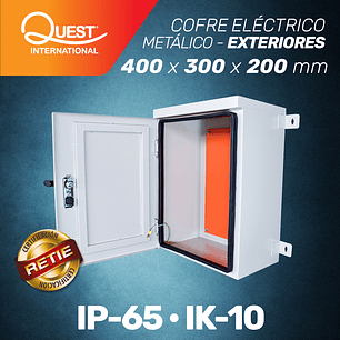 Cofre Eléctrico Metálico 400 x 300 x 200 Uso Exterior 