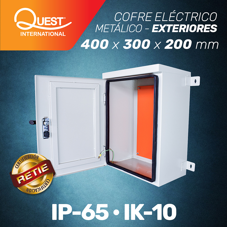 Cofre Eléctrico Metálico 400 x 300 x 200 Uso Exterior  1