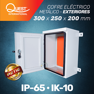 Cofre Eléctrico Metálico 300 x 250 x 200 Uso Exterior 