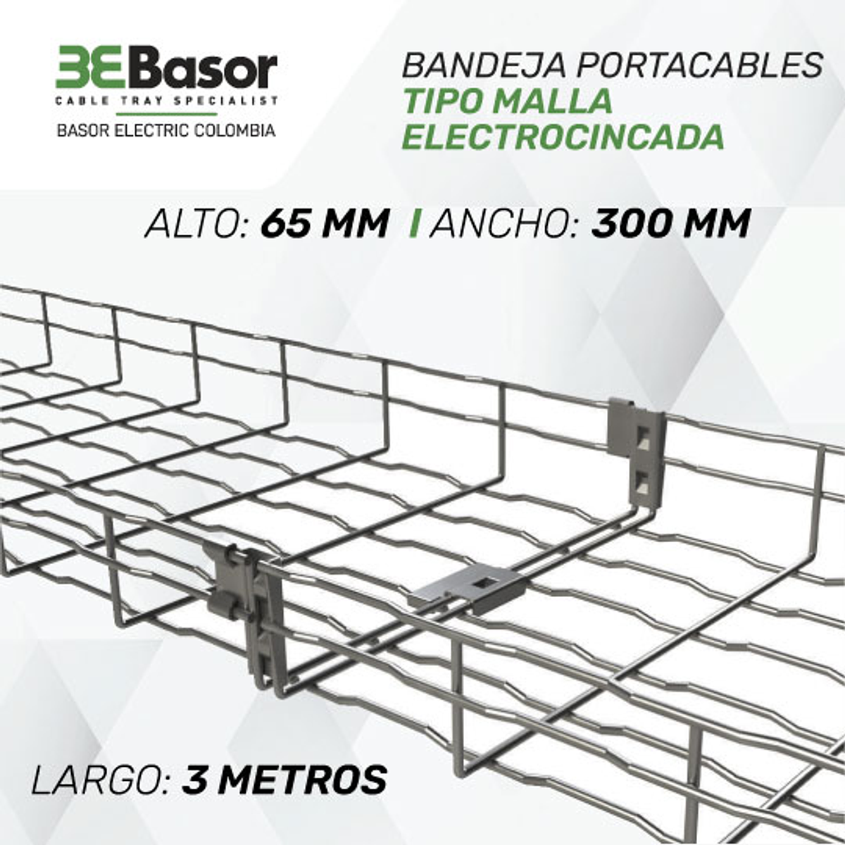 Bandeja Portacable tipo Malla Alto:65 mm Ancho:300 mm x 3 mt