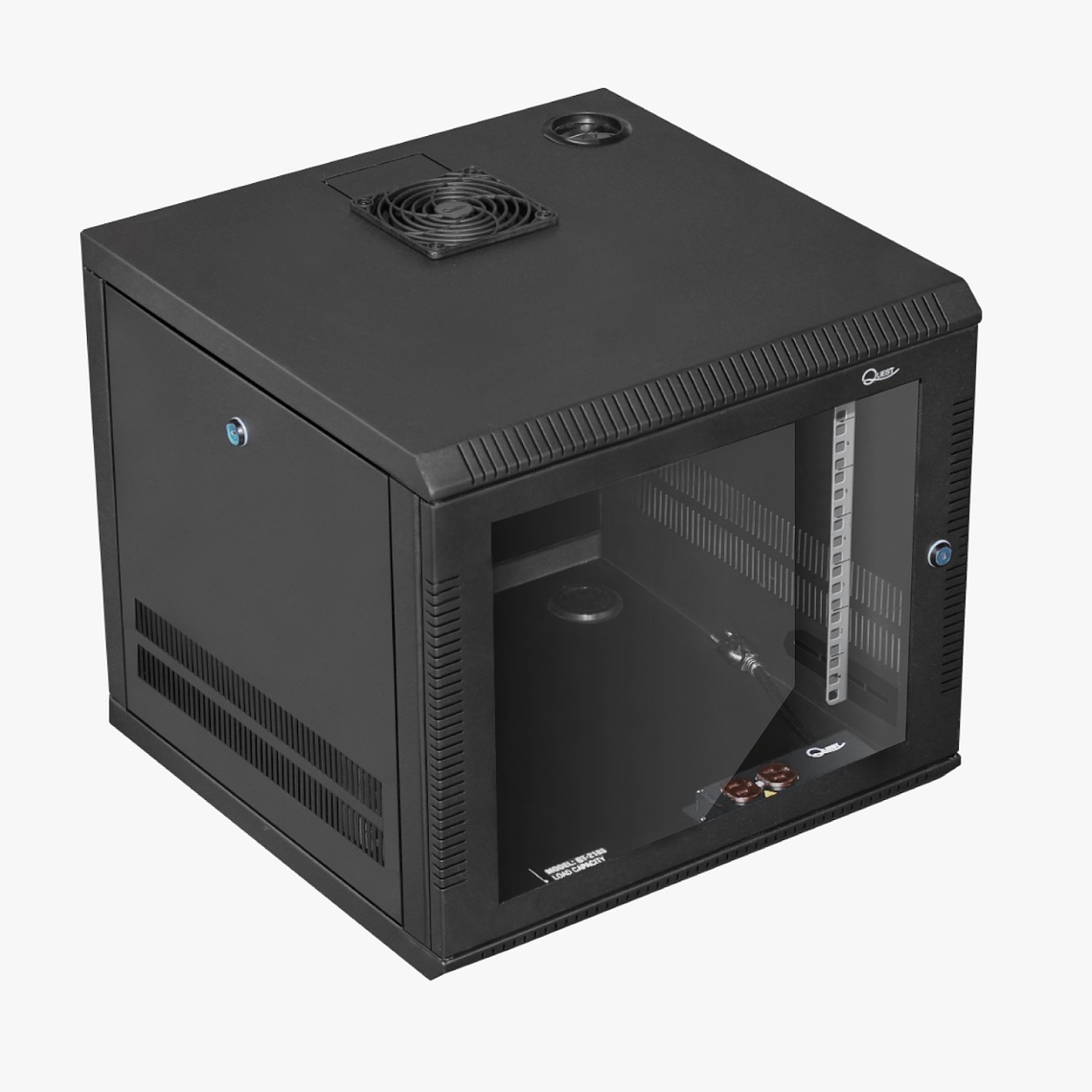 Gabinete Rack de Pared Tapas Laterales Removibles de 7U con Puerta en vidrio • Color: Negro  3