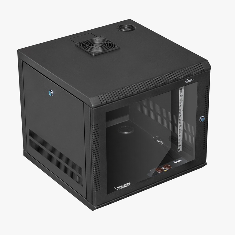 Gabinete Rack de Pared Tapas Laterales Removibles de 7U con Puerta en vidrio • Color: Negro  3