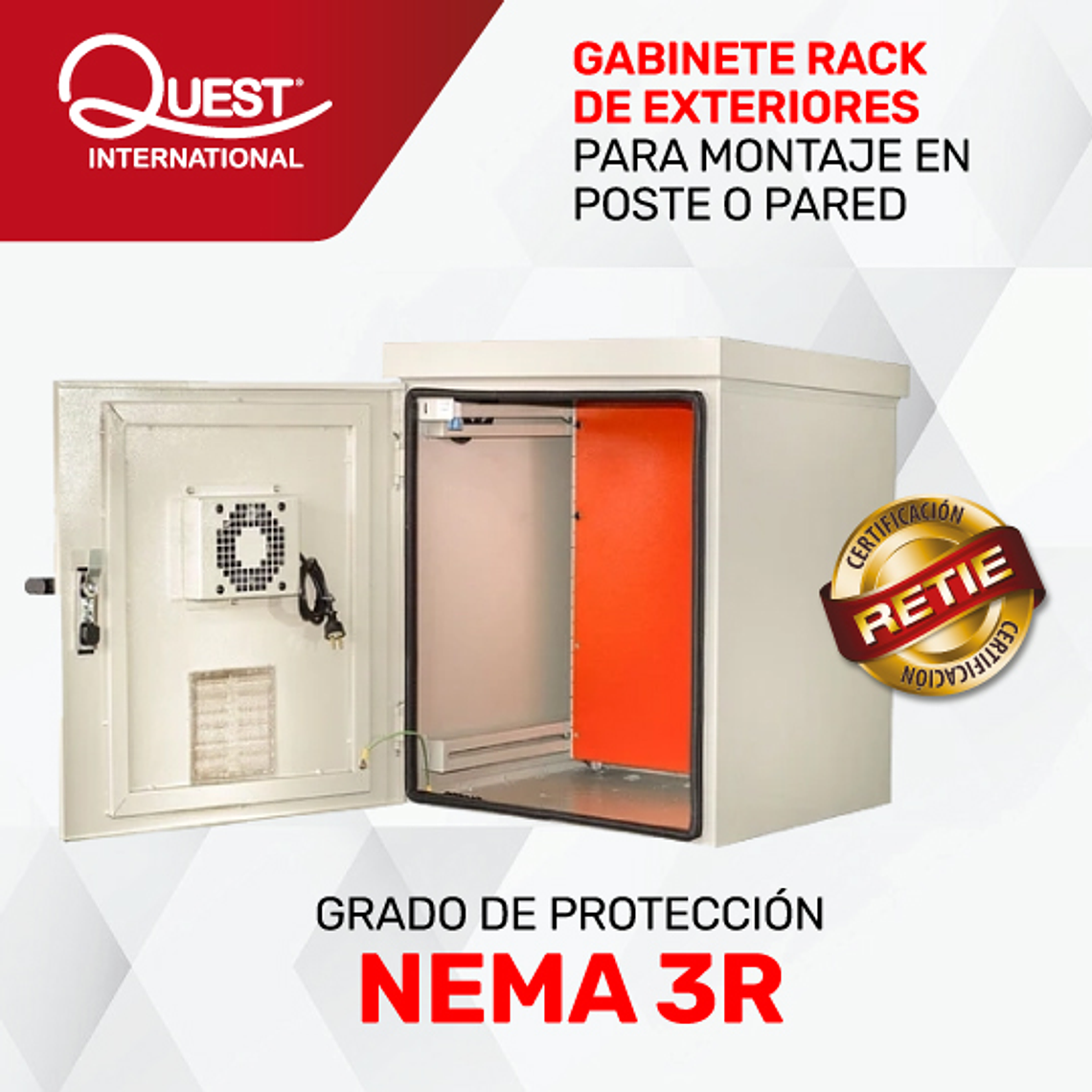 Gabinete Rack de Exteriores para Montaje en Poste de 12U NEMA 3R 1