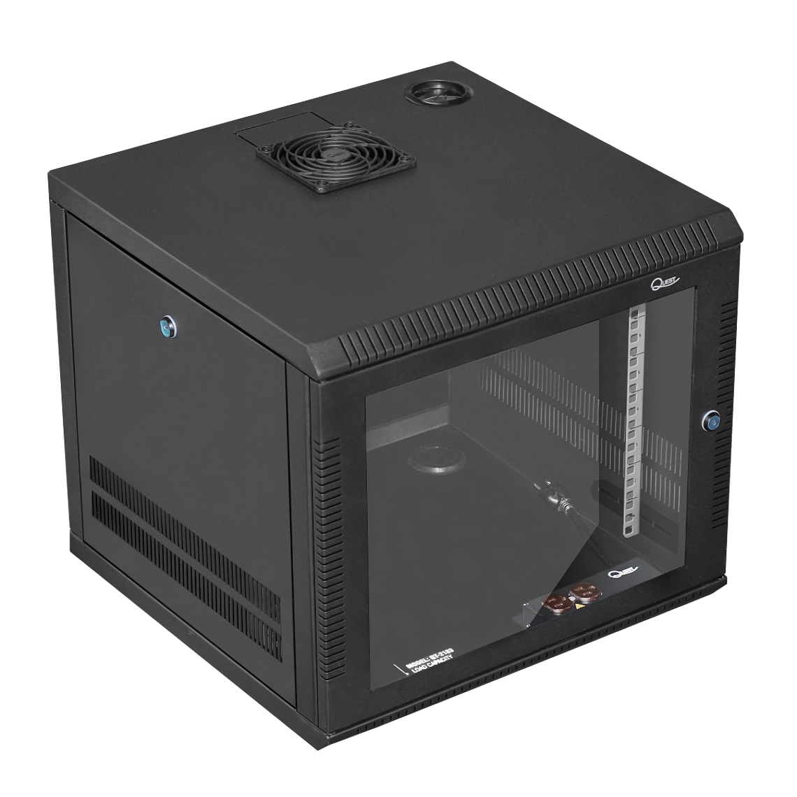 Gabinete Rack de Pared Tapas Laterales Removibles de 5U con Puerta en vidrio • Color: Negro  3