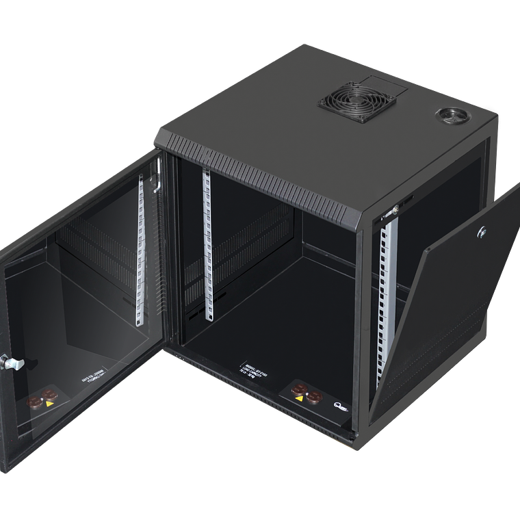 Gabinete Rack de Pared Tapas Laterales Removibles de 5U con Puerta en vidrio • Color: Negro  2