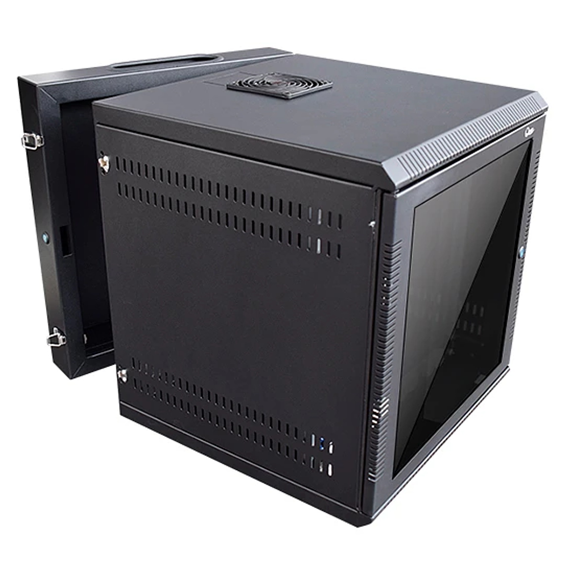 Gabinete Rack de Pared Abatible de 16U con Puerta en vidrio • Color: Negro  4