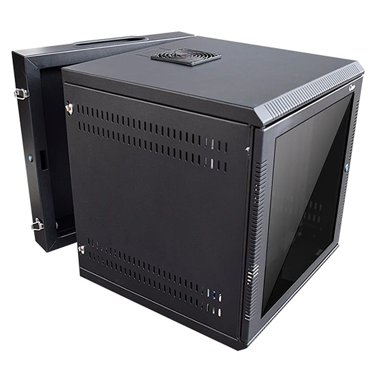 Gabinete Rack de Pared Abatible de 16U con Puerta en vidrio • Color: Negro  4