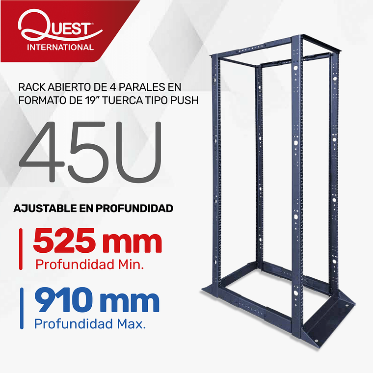 Rack Abierto de 4 Parales en Formato de 19