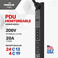 PDU Monitoreable  para Rack - 20A | 208 Voltios - 1 FASES (3,3kW) | 24 Salidas C13 4 Salidas C19 Extensión de 3 metros tipo L6-30P - Miniatura 1