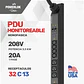 PDU Monitoreable para Rack - 20A | 208 Voltios - 1 FASES (3,3kW) | 32 Salidas C13 Extensión de 3 metros tipo L6-30P - Miniatura 1