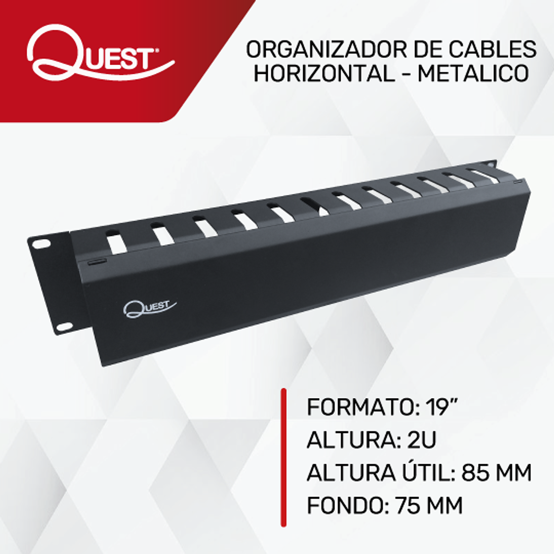 Organizador Horizontal Metalico de 2U | 85 x 75 mm 1