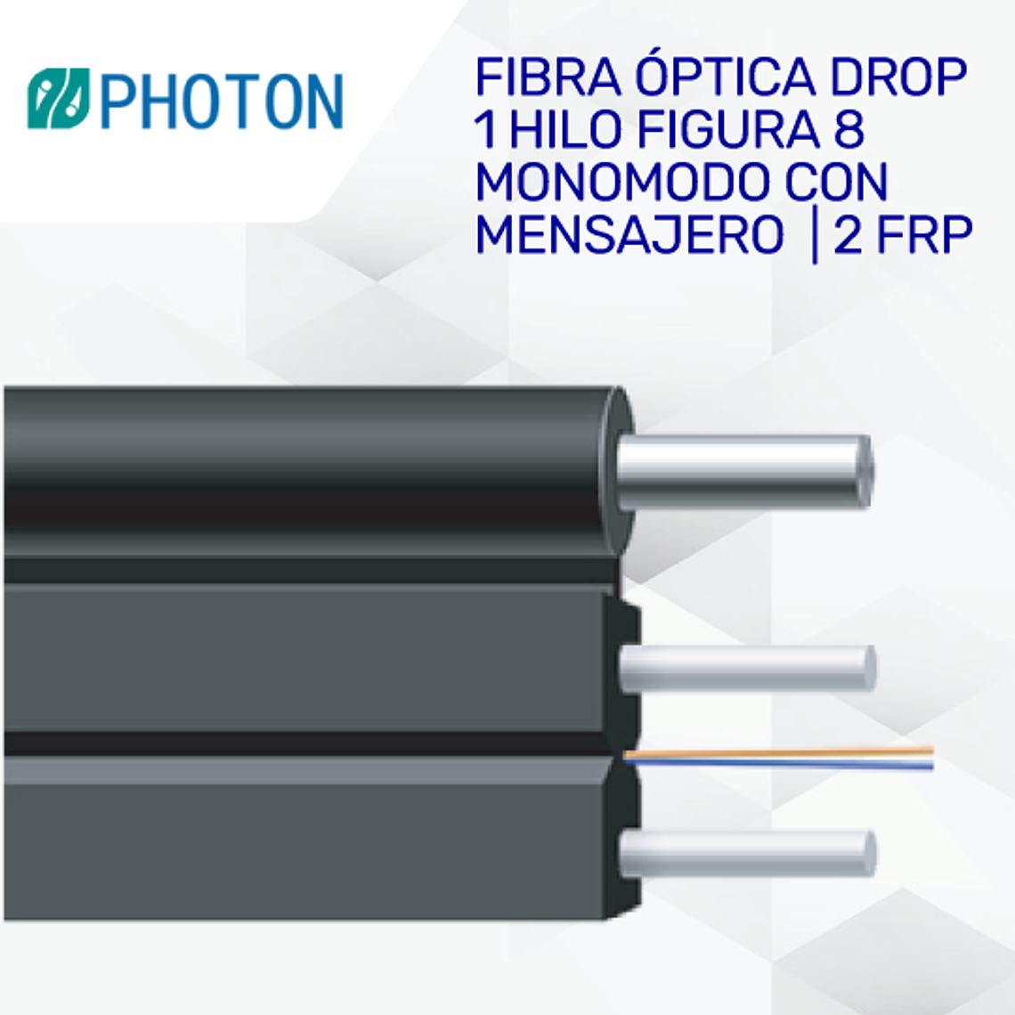 Fibra óptica drop de 1 hilo figura 8  monomodo G.657.A1 LSZH con mensajero 2 FRP - 1000 mts 1