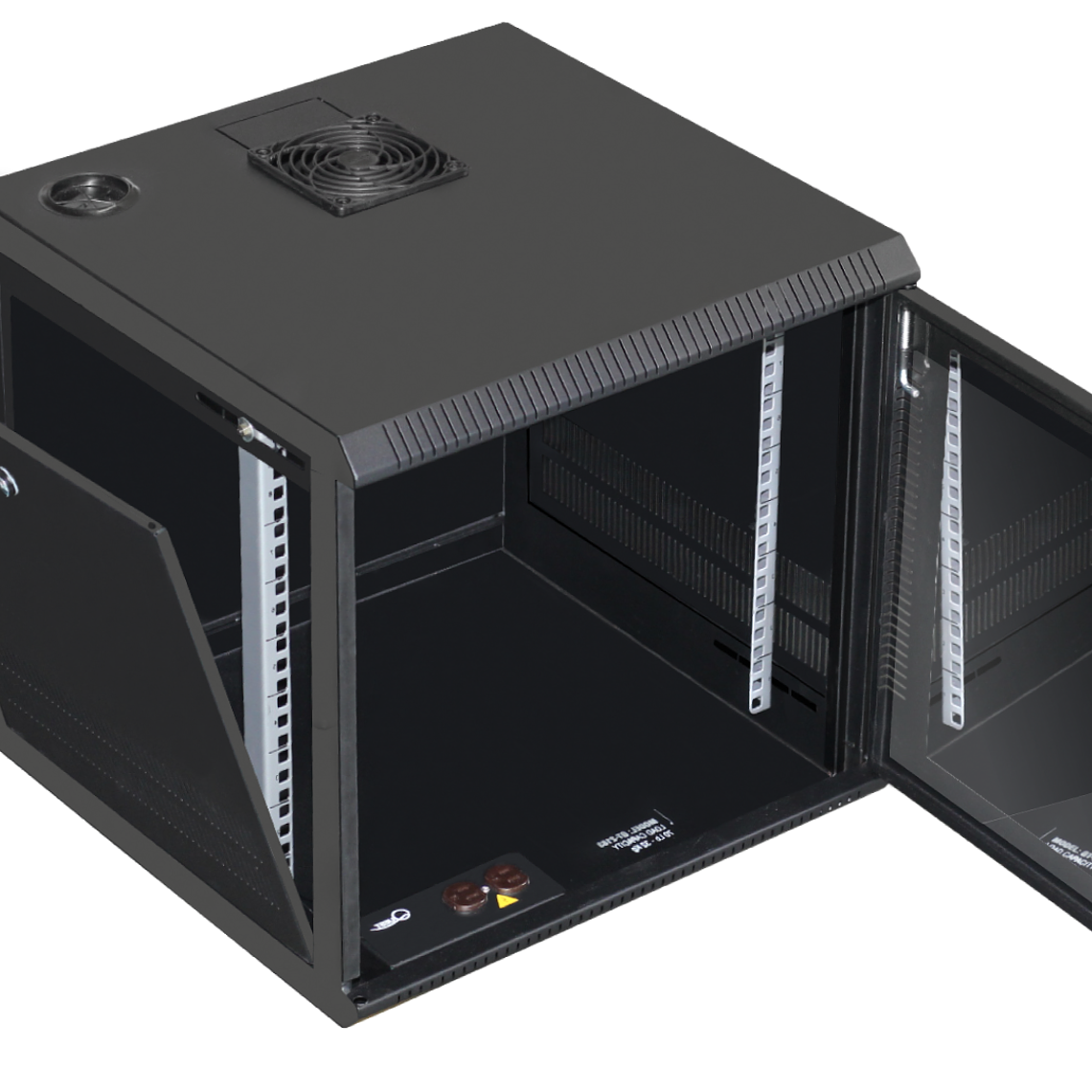 Gabinete Rack de Pared Tapas Laterales Removibles de 7U con Puerta en vidrio • Color: Negro  2