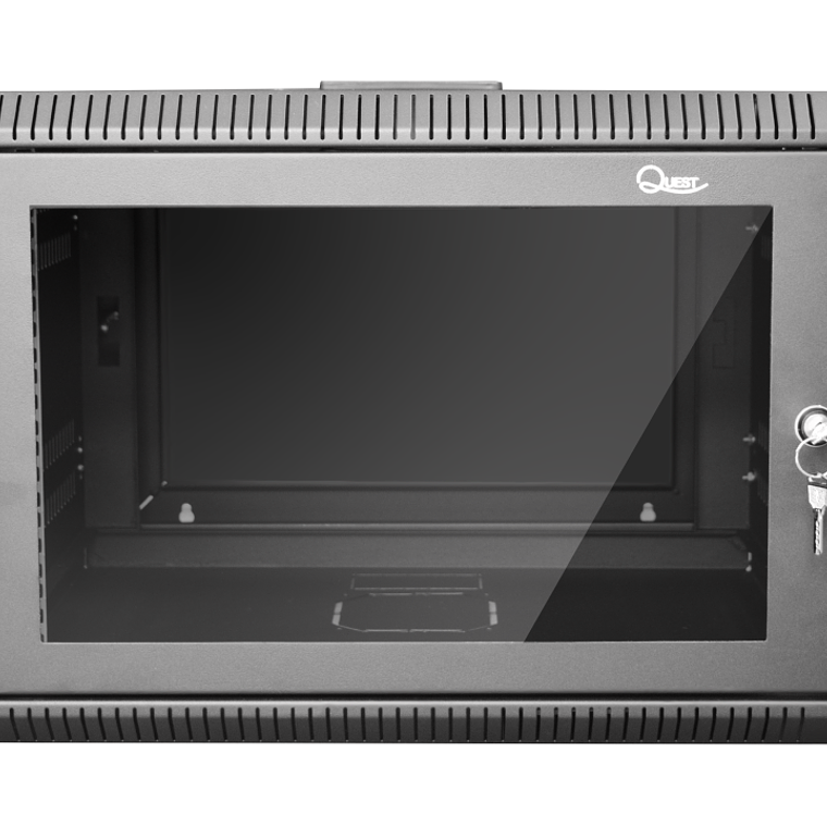 Gabinete Rack de Pared Tapas Laterales Removibles de 5U con Puerta en vidrio • Color: Negro  5