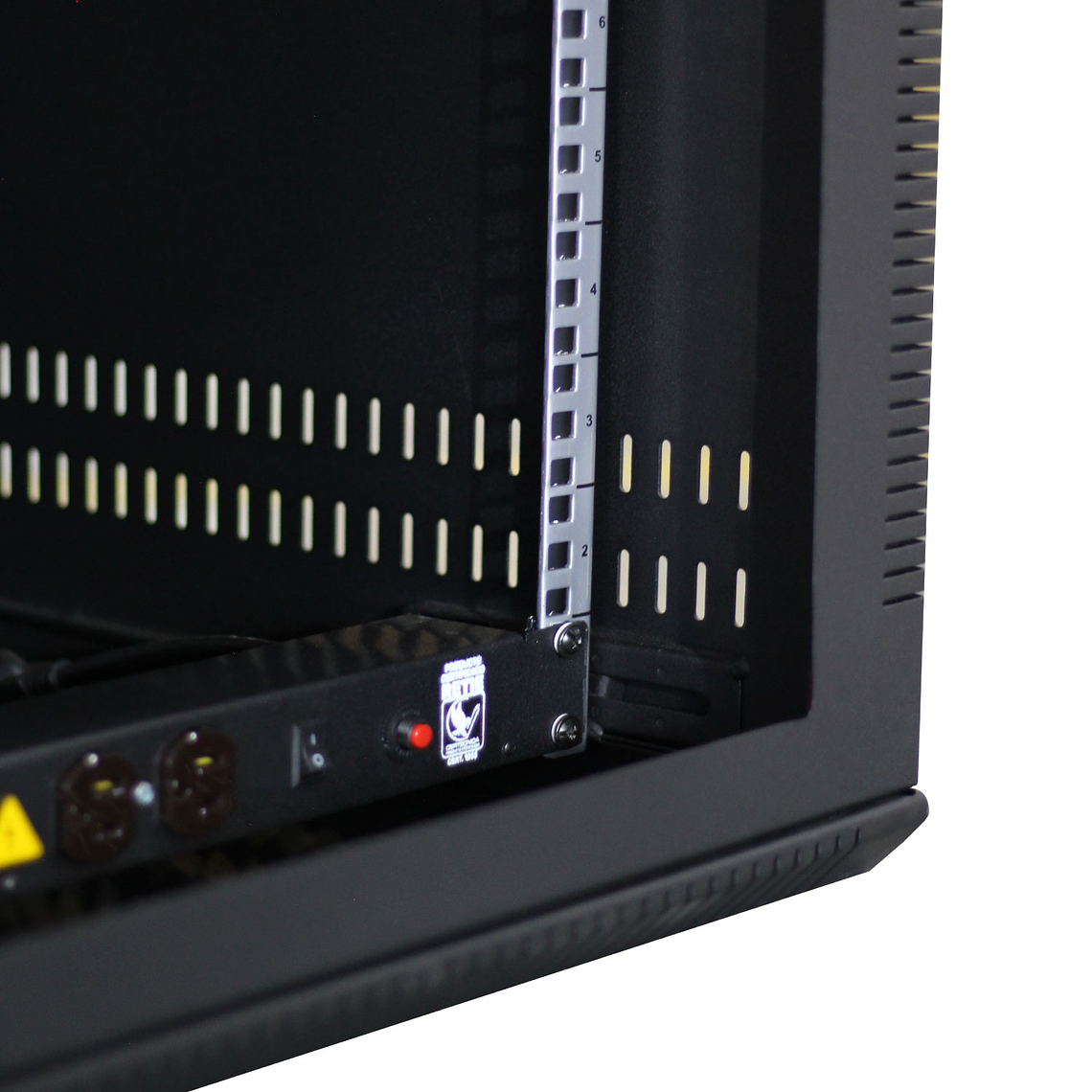 Gabinete Rack de Pared Abatible de 11U con Puerta en vidrio • Color: Negro  4