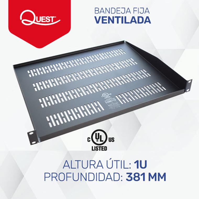 Bandeja Fija Ventilada de 1U · Profundidad : 381 mm  1