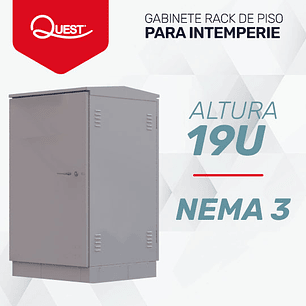 Gabinete de Piso para exteriores NEMA 3. Alto: 19U Altura: 966 x Ancho: 600 x Fondo: 600 mm