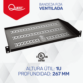 Bandeja Fija Ventilada de 1U | Formato: 19",  Profundidad: 267 mm 