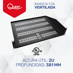 Bandeja Fija Ventilada de 2U • Profundidad: 381 mm