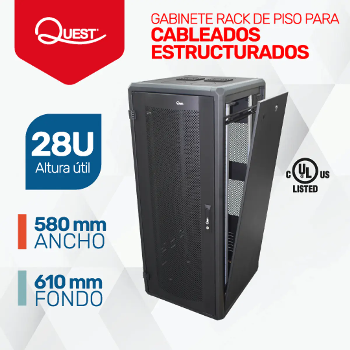 Gabinete Tansu De Paso Gabinete Rack De Piso 15U | Ancho: 580 Mm X