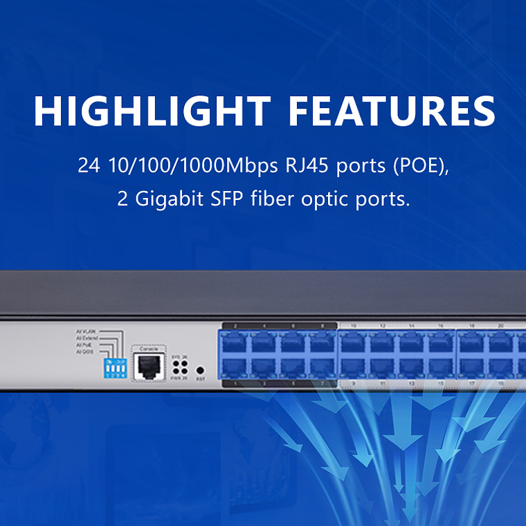 Switch gestionado Nivel 2 Full PoE de 24 Puertos Gigabit + 2 Puertos SFP 5