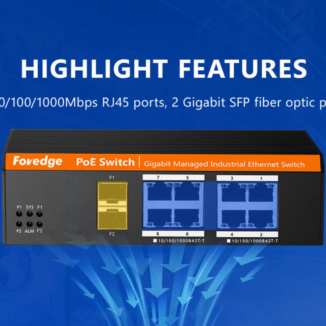 Switch  PoE industrial gestionado Gigabit de 10 puertos 5