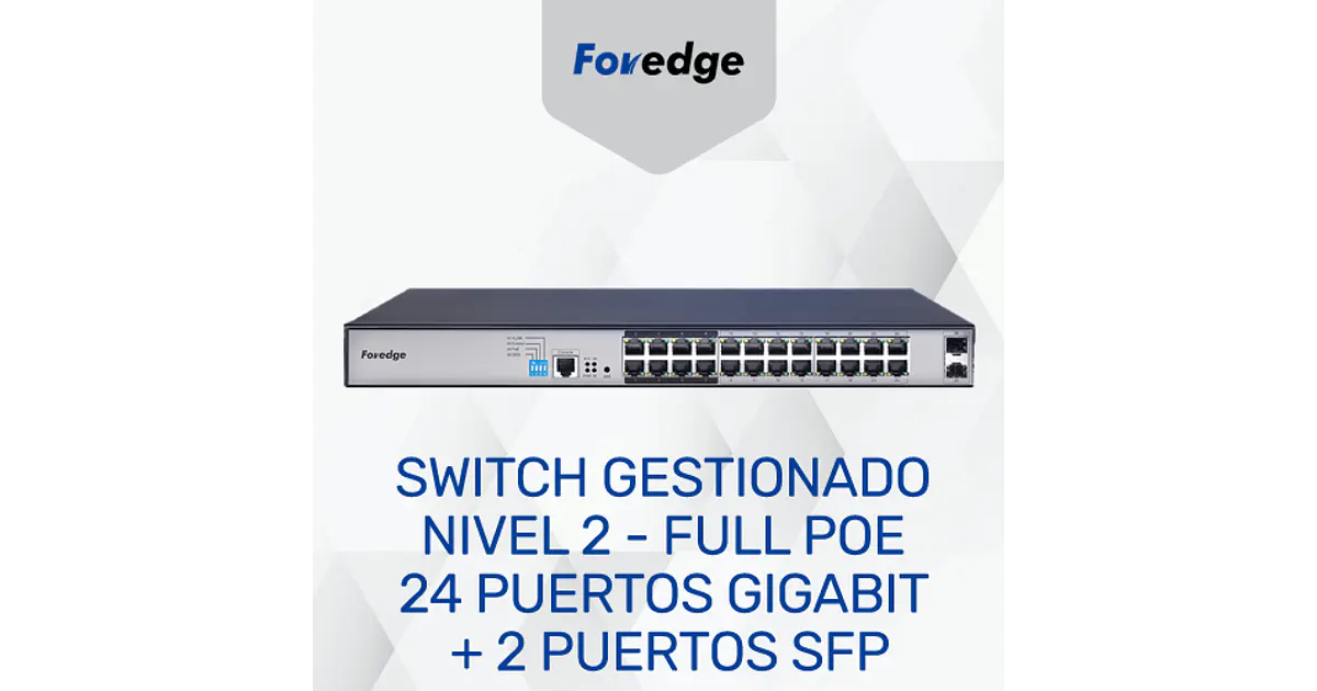 Switch gestionado Nivel 2 Full PoE de 24 Puertos Gigabit + 2