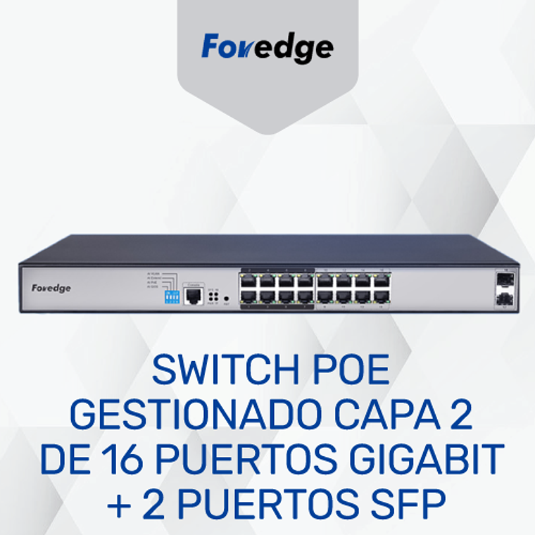 Switch PoE Gestionado capa 2 de 16 puertos Gigabit 1