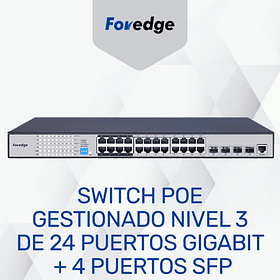 Switch POE de gestión Capa 3 con 24 puertos Gigabit + 4 puertos SFP y Puerto de Consola