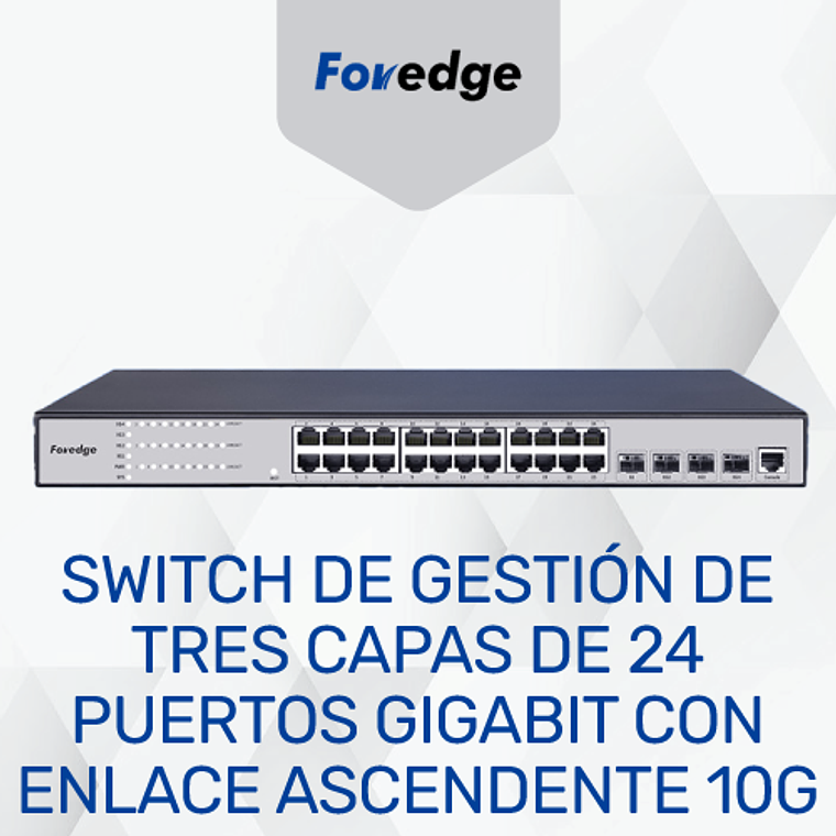 Switch de tipo de gestión de tres capas gigabit de 24 puertos con enlace ascendente 10G 1