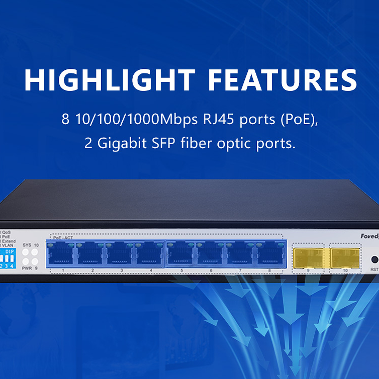 Switch AI PoE gigabit capa 2 de 8 puertos 4