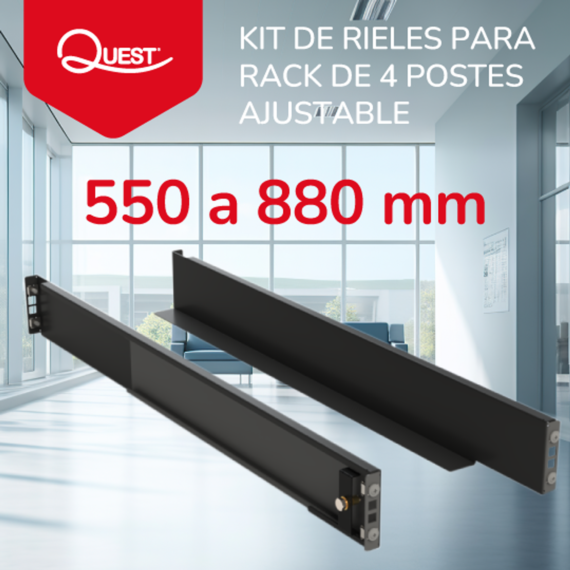 Kit de Rieles Ajustables para UPS para Racks de 4 Postes (2U, 550–880 mm, 60 kg) 1