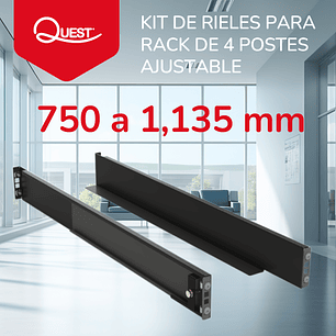 Kit de Rieles Ajustables para UPS Rackeables | Uso en Racks de 4 Postes (2U, 800–1,135 mm, 60 kg)