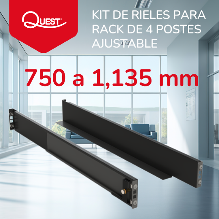 Kit de Rieles Ajustables para UPS Rackeables | Uso en Racks de 4 Postes (2U, 800–1,135 mm, 60 kg) 1