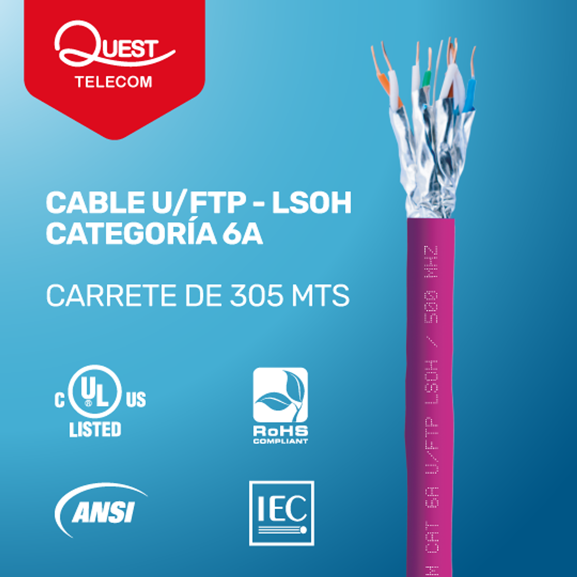 Cable U/FTP Categoría 6A - 305 metros 1