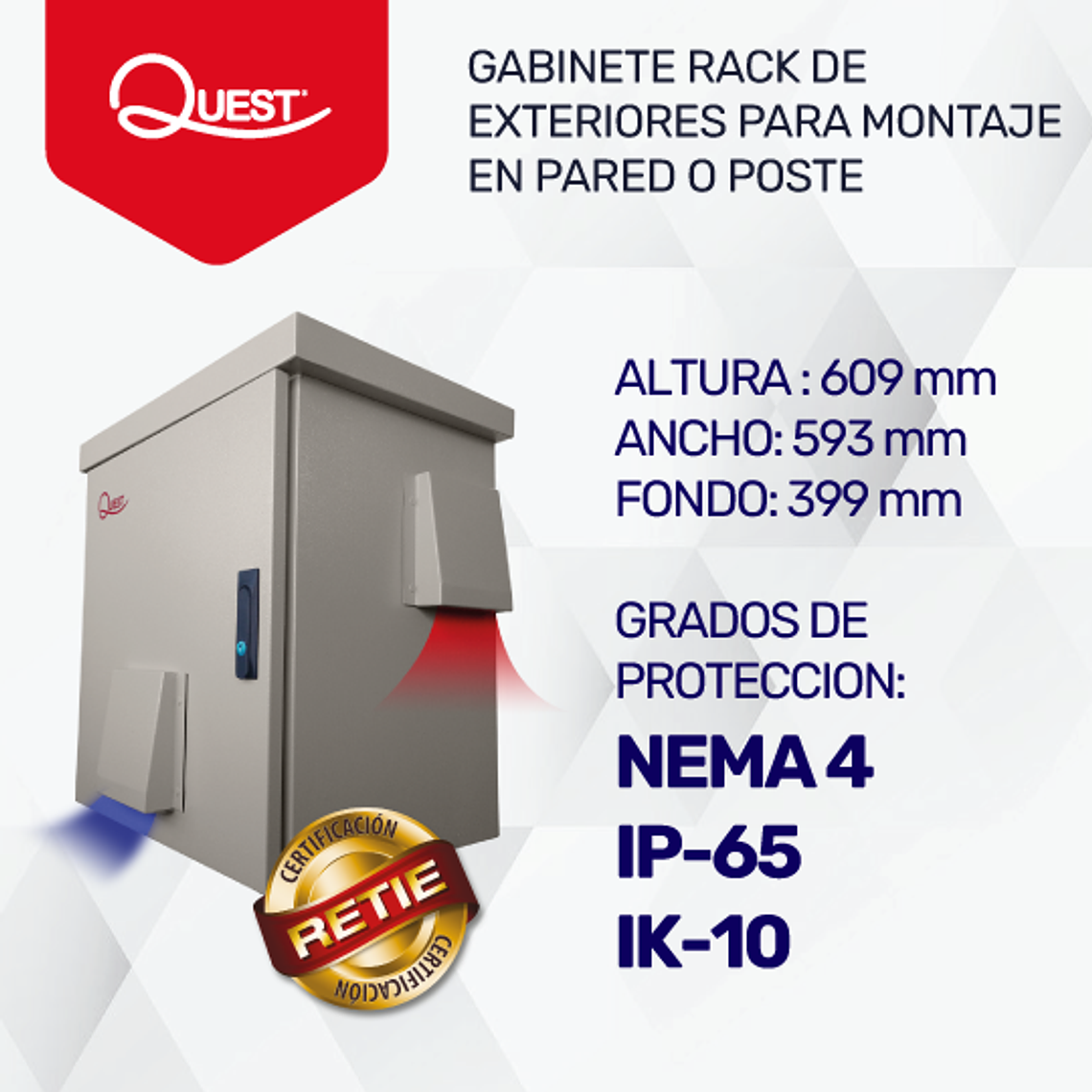 Gabinete Rack de Exteriores para Montaje en Poste | NEMA 4 1