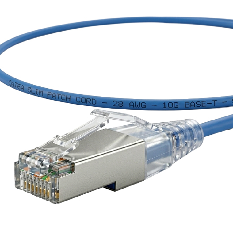 Patch Cord Categoría 6A S/FTP Slim 28 AWG - Color Azul | Alto Rendimiento en Alta Densidad 3