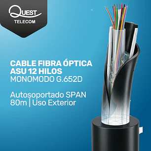 Cable Fibra Óptica ASU 12 Hilos G.652D Autosoportado Aéreo 80m para FTTH e ISP